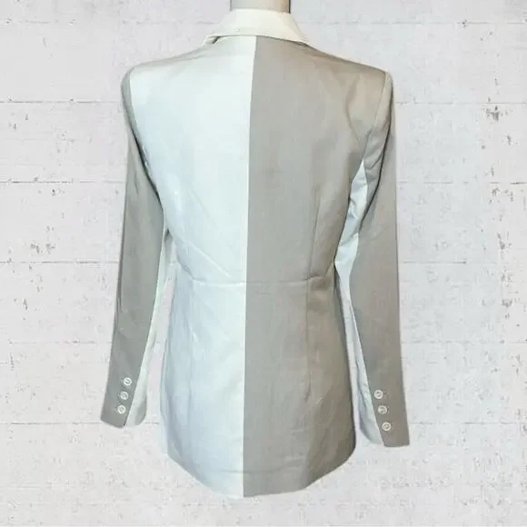 4th & Reckless Panel Color Block Blazer Size Small Two Tone Beige Ecru Career - Picture 7 of 11